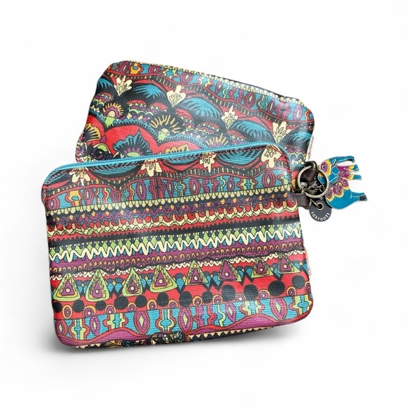 Sakroots Double Pouch Makeup Bag With Key Holder Elephant Charm, Great Condition - Picture 3 of 8